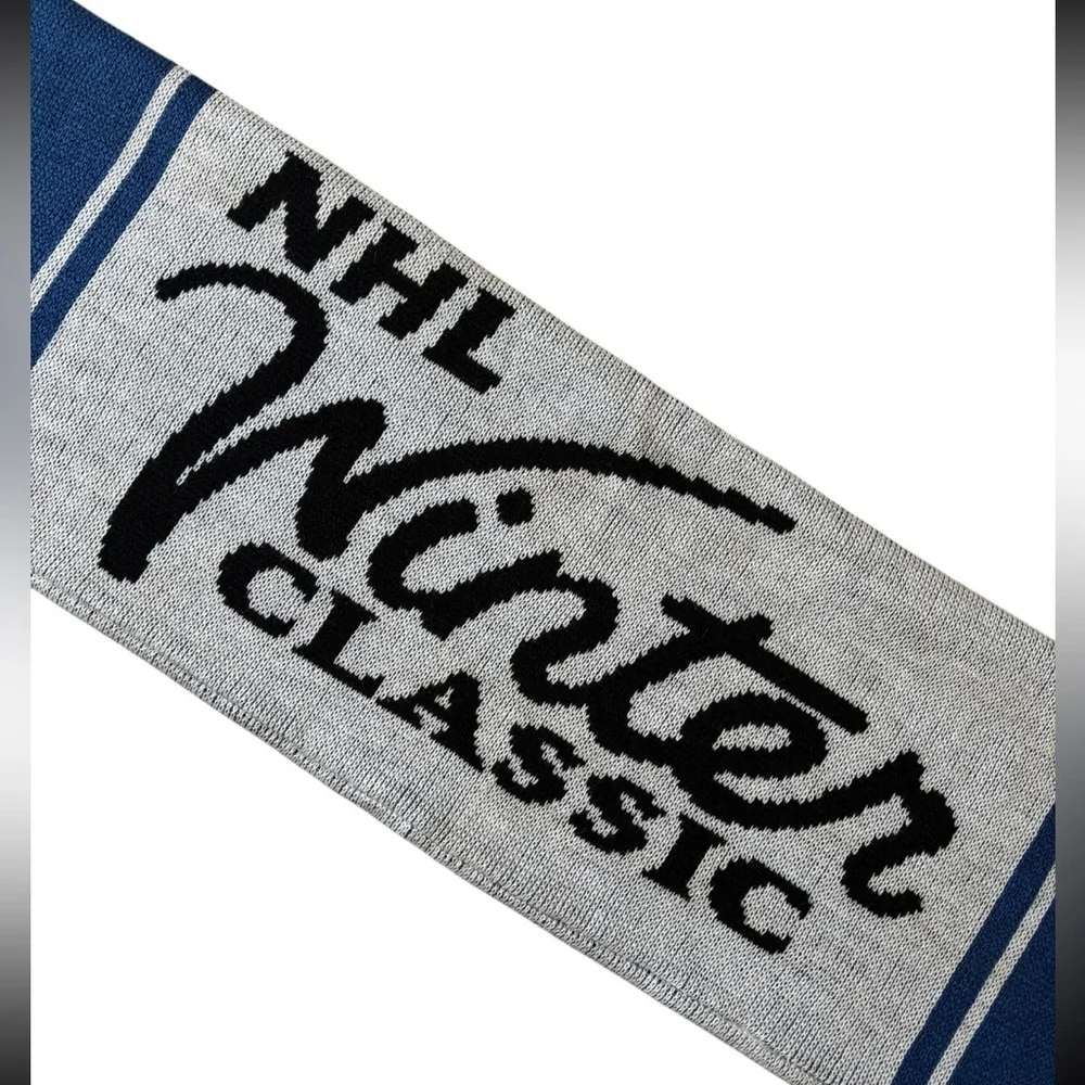 Reebok / NHL Blue and White Winter Classic 100% Acrylic Knit Scarf